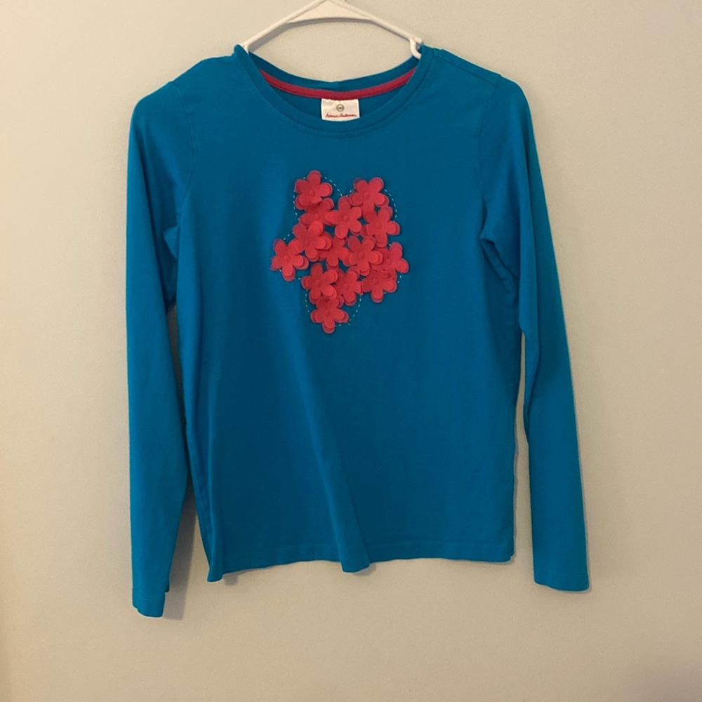 Turquoise blue Hanna Andersson shirt size 14-16 (160 cm).